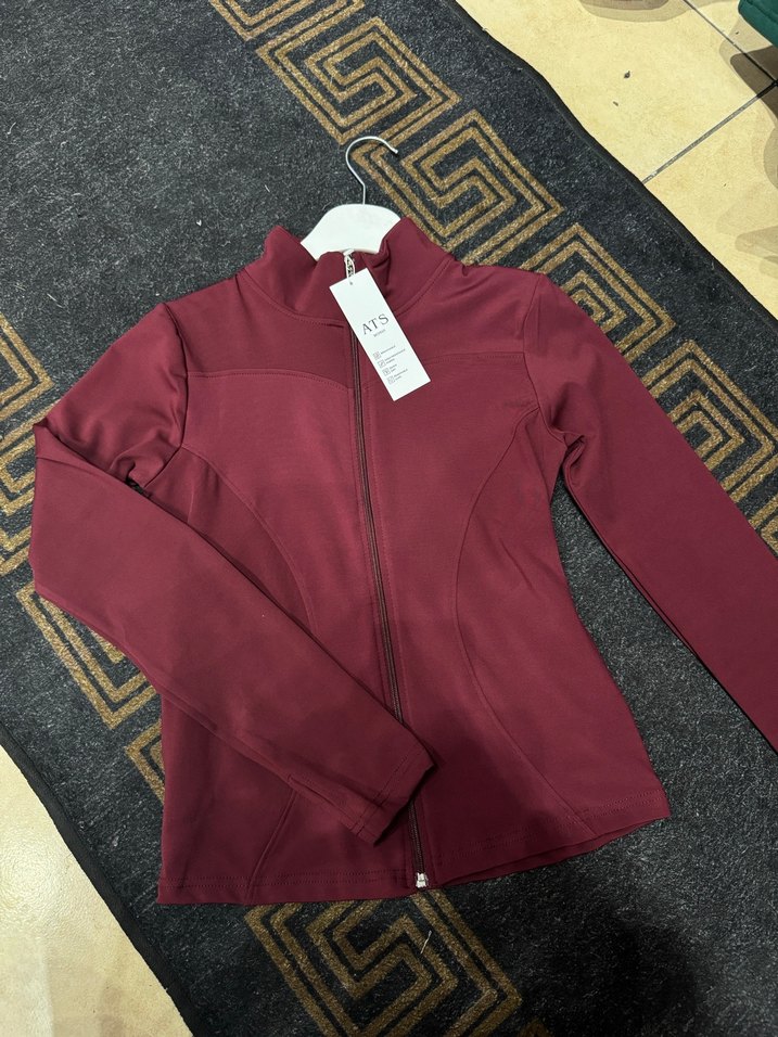 Bordo Fermuarlı Yüksek Yakalı Kadın Ceket - Görsel 4