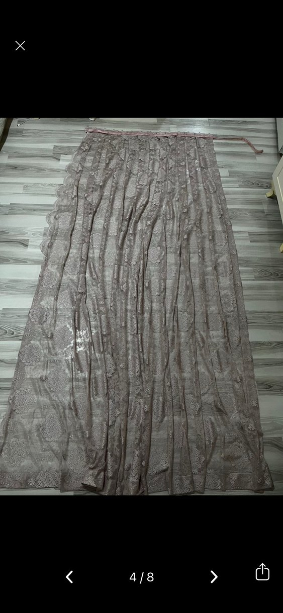 Pudra Nakışlı Gri Tonlu Perde - Görsel 4