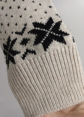 Desenli Beyaz Gri Örgü Kadın Kazak - Görsel 10