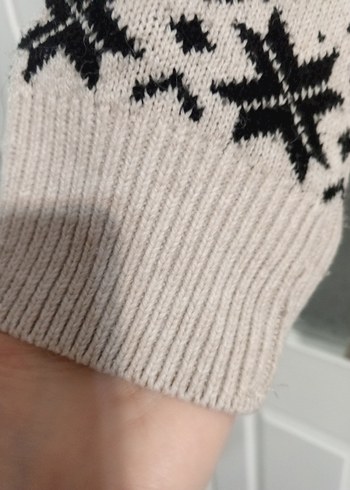 Desenli Beyaz Gri Örgü Kadın Kazak - Görsel 6