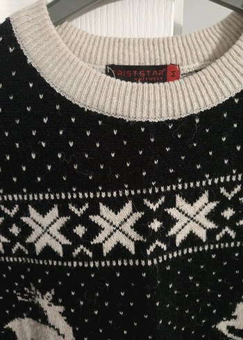 Desenli Beyaz Gri Örgü Kadın Kazak - Görsel 9