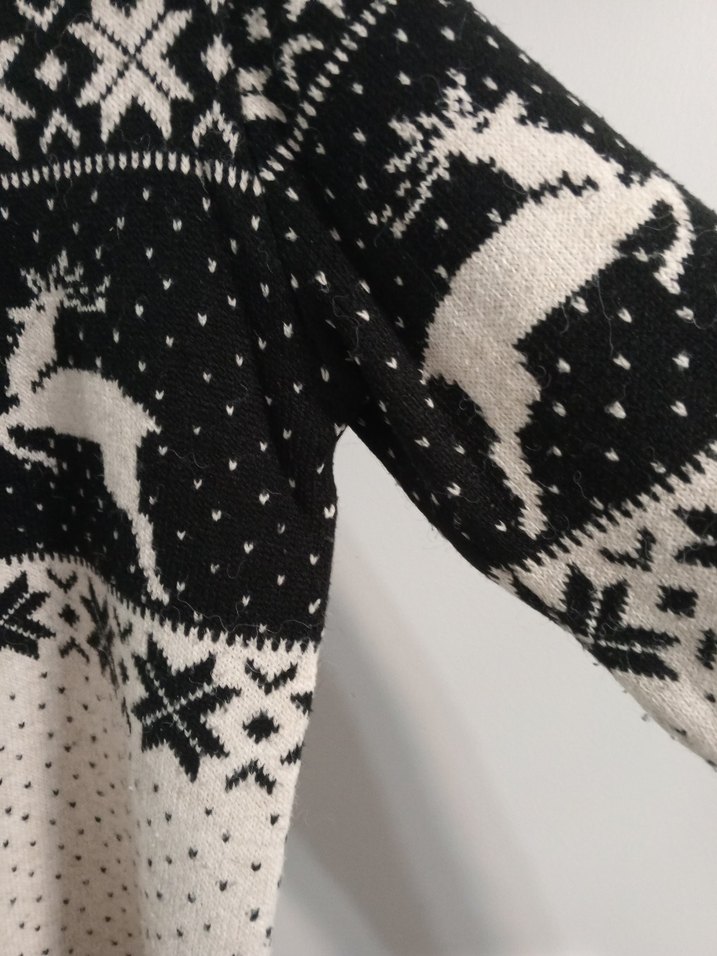 Desenli Beyaz Gri Örgü Kadın Kazak - Görsel 5