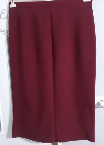 Bordo Midi Kadın Drapeli Etek - Görsel 6