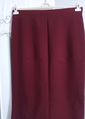 Bordo Midi Kadın Drapeli Etek - Görsel 2