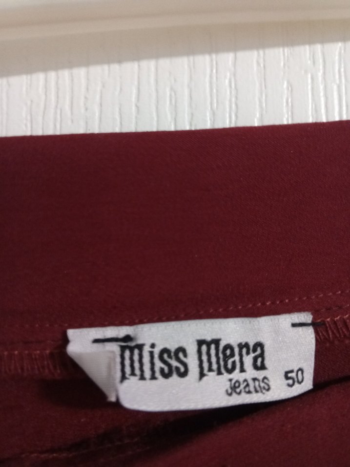 Bordo Midi Kadın Drapeli Etek - Görsel 3