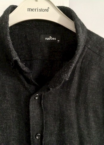 Erkek Siyah Keten Uzun Kollu Gömlek - Görsel 3