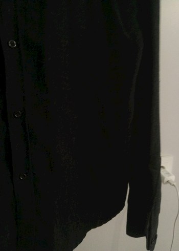 Erkek Siyah Keten Uzun Kollu Gömlek - Görsel 5