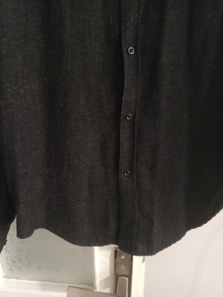 Erkek Siyah Keten Uzun Kollu Gömlek - Görsel 4