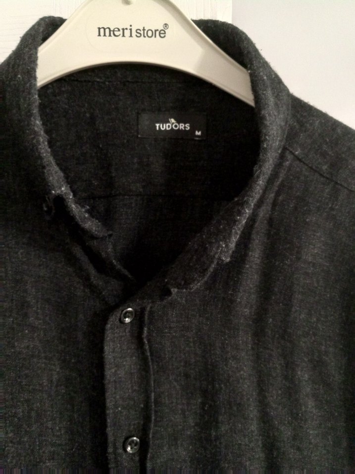 Erkek Siyah Keten Uzun Kollu Gömlek - Görsel 3