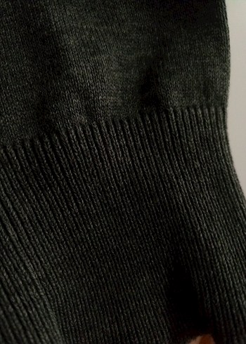 Gri V Yaka Örgü Yün Erkek Kazak - Görsel 6