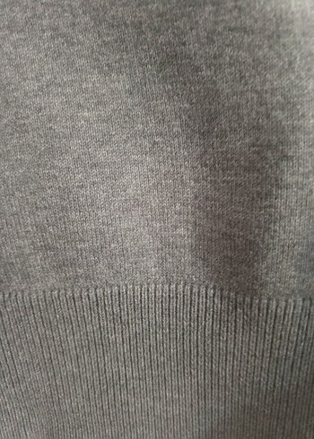 Gri V Yaka Örgü Yün Erkek Kazak - Görsel 7