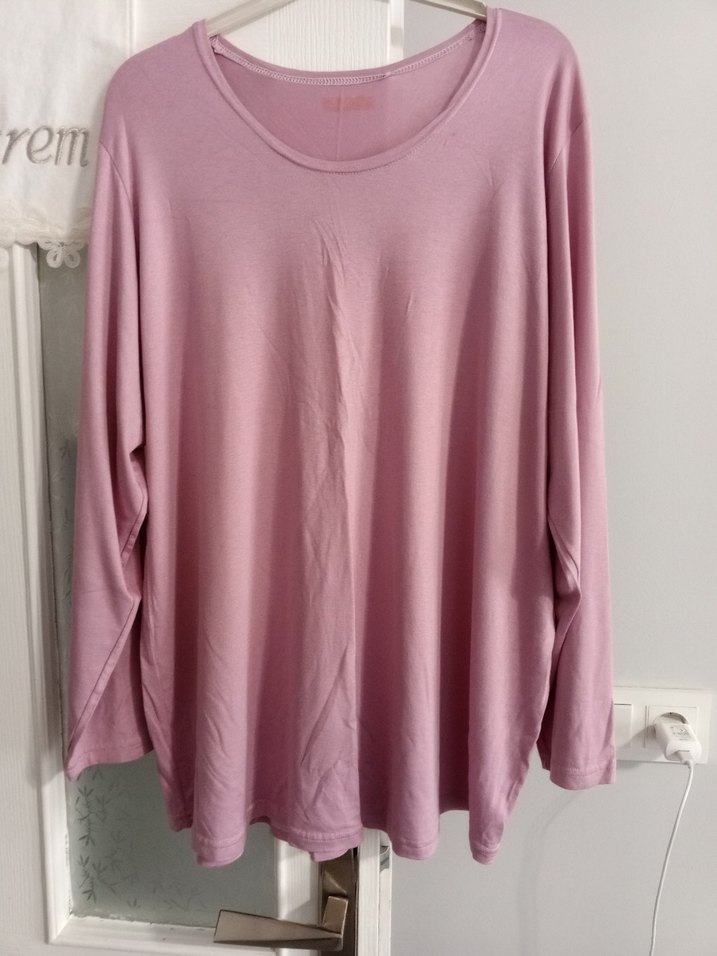 Pembe Uzun Kollu Salaş Kadın Bluz - Görsel 5