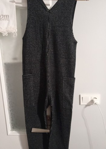 Gri Salaş Kadın Denim Uzun Tulum - Görsel 5