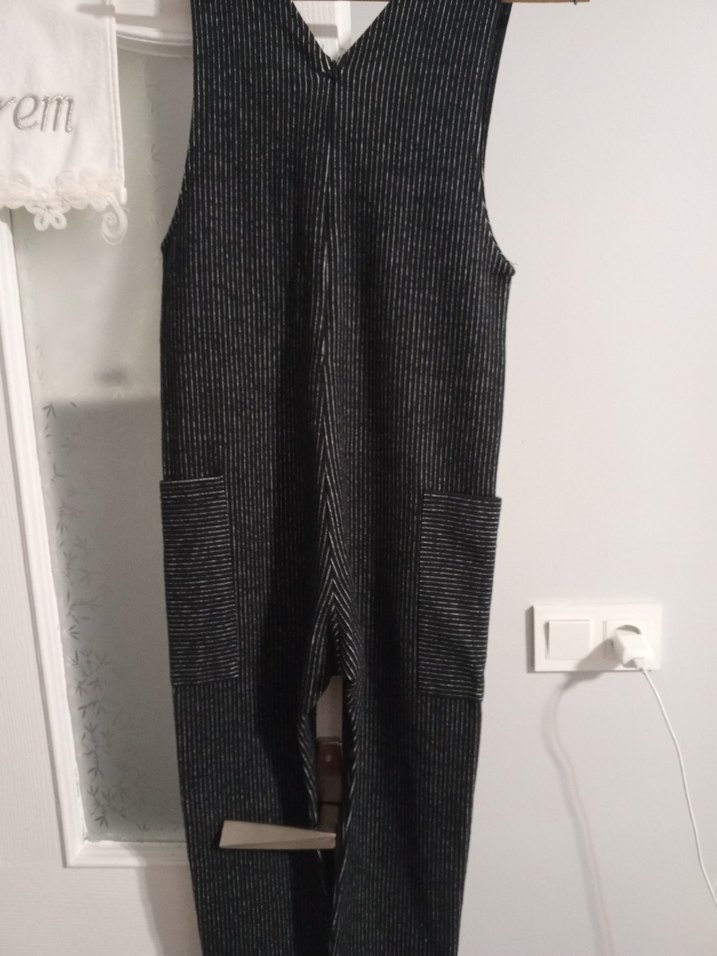 Gri Salaş Kadın Denim Uzun Tulum - Görsel 5