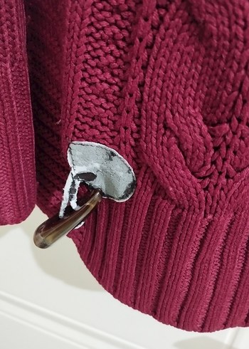 Bordo Triko Bohem Tarz Hırka - Görsel 3