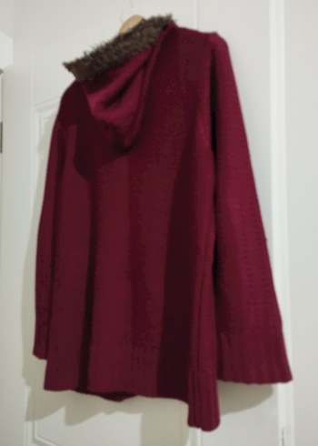 Bordo Triko Bohem Tarz Hırka - Görsel 2