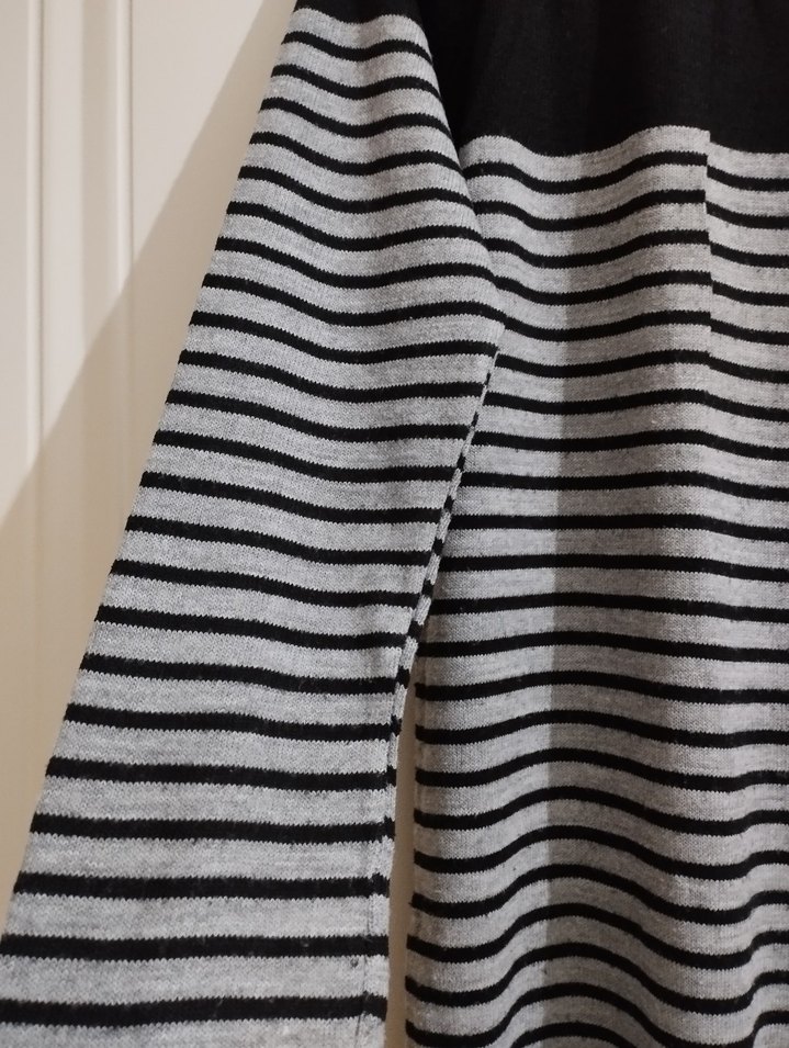 Gri Çizgili Uzun Kollu Triko Elbise - Görsel 3