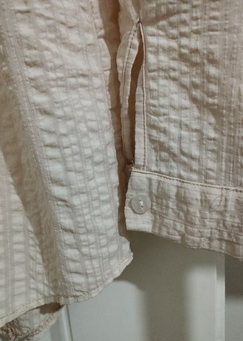 Bej Keten Kadın Gömlek - Görsel 3