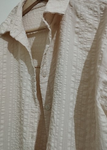 Bej Keten Kadın Gömlek - Görsel 2