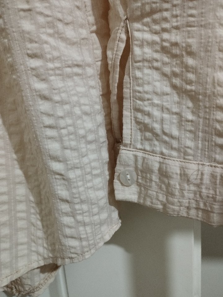 Bej Keten Kadın Gömlek - Görsel 3