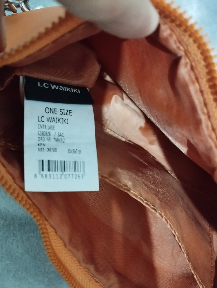 Turuncu Zincir Detaylı Deri Kadın Çanta - Görsel 3