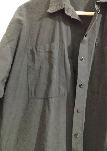 Siyah Kadın Keten Gömlek - Görsel 3