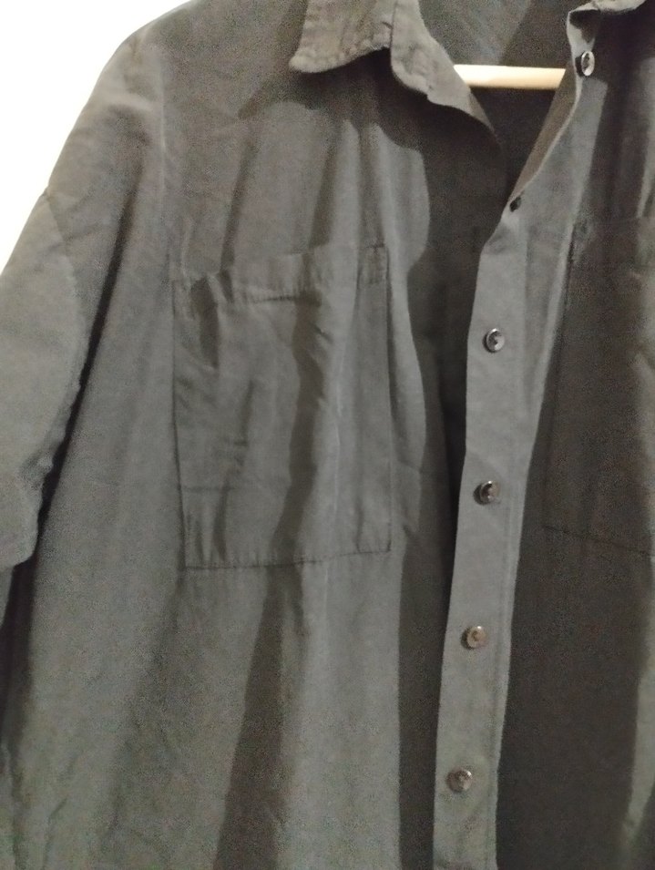 Siyah Kadın Keten Gömlek - Görsel 3