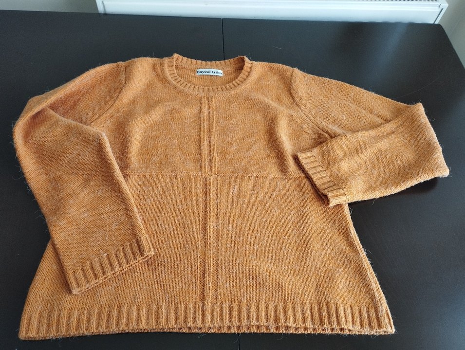 Kahverengi Örgü Kadın Kazak - Görsel 4