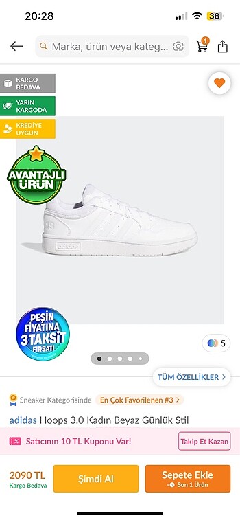Adidas Beyaz kadın spor ayakkabı
