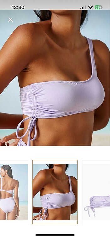 xs Beden Koton Lila Bikini Üstü