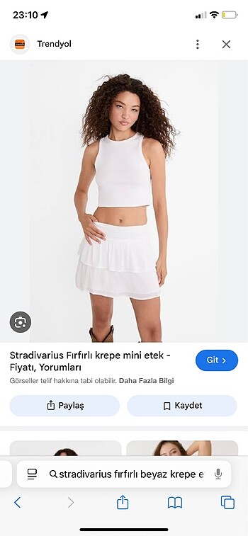 s Beden Stradivarius fırfırlı krepe beyaz mini etek