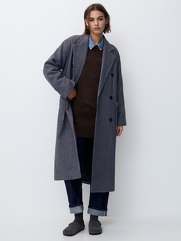 Pull and Bear Uzun Kareli Kaban