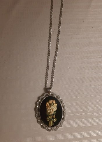 Vintage Nakışlı Zincir Detaylı Kadın Kolye