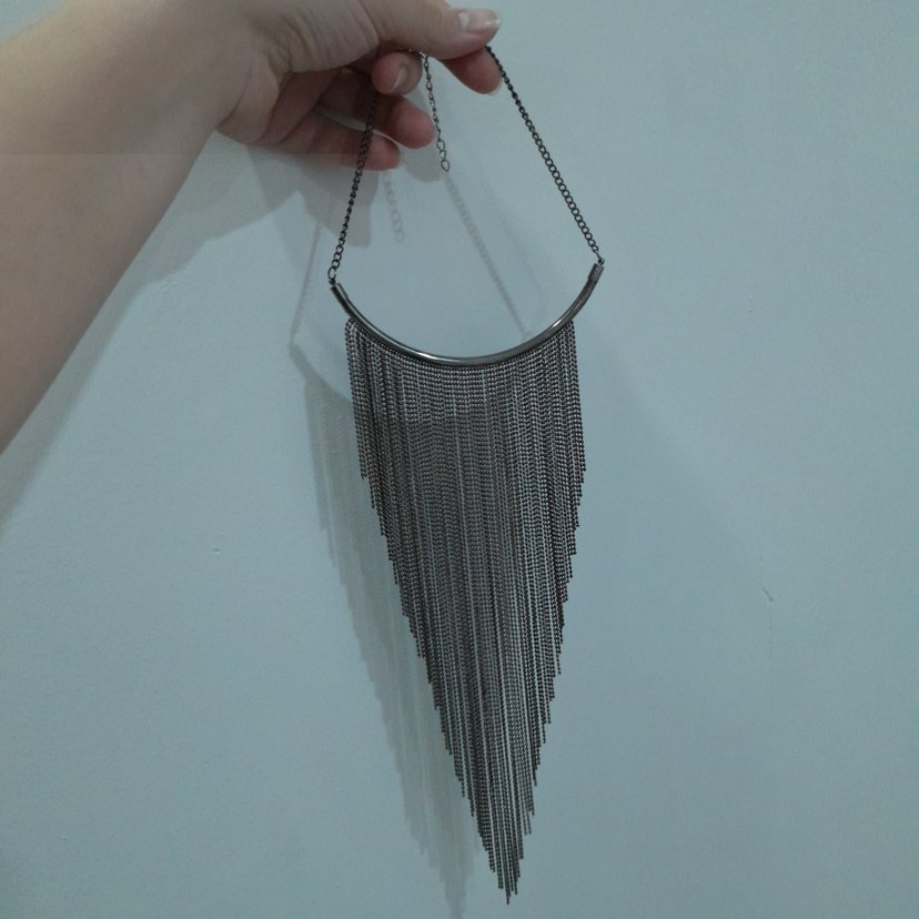 Gri Zincir Detaylı Midi Kadın Kolye - Görsel 3