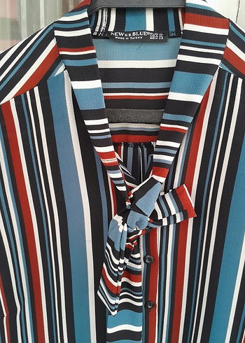 Çizgili Uzun Kollu Kadın Gömlek - Görsel 2