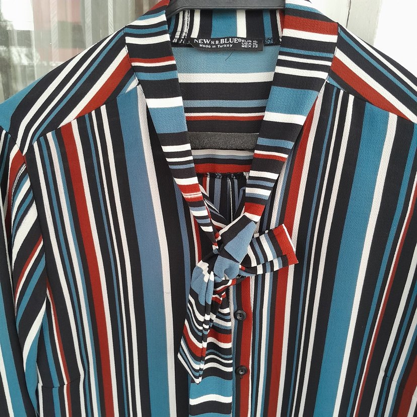 Çizgili Uzun Kollu Kadın Gömlek - Görsel 2