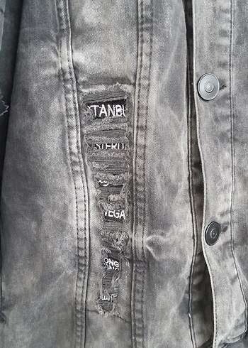 Gri Düğmeli Denim Erkek Ceket - Görsel 4
