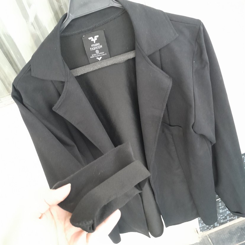 Kadın Siyah Düğmeli Blazer Ceket - Görsel 3