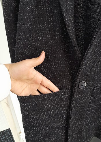 Gri Düğmeli Erkek Keten Ceket - Görsel 3