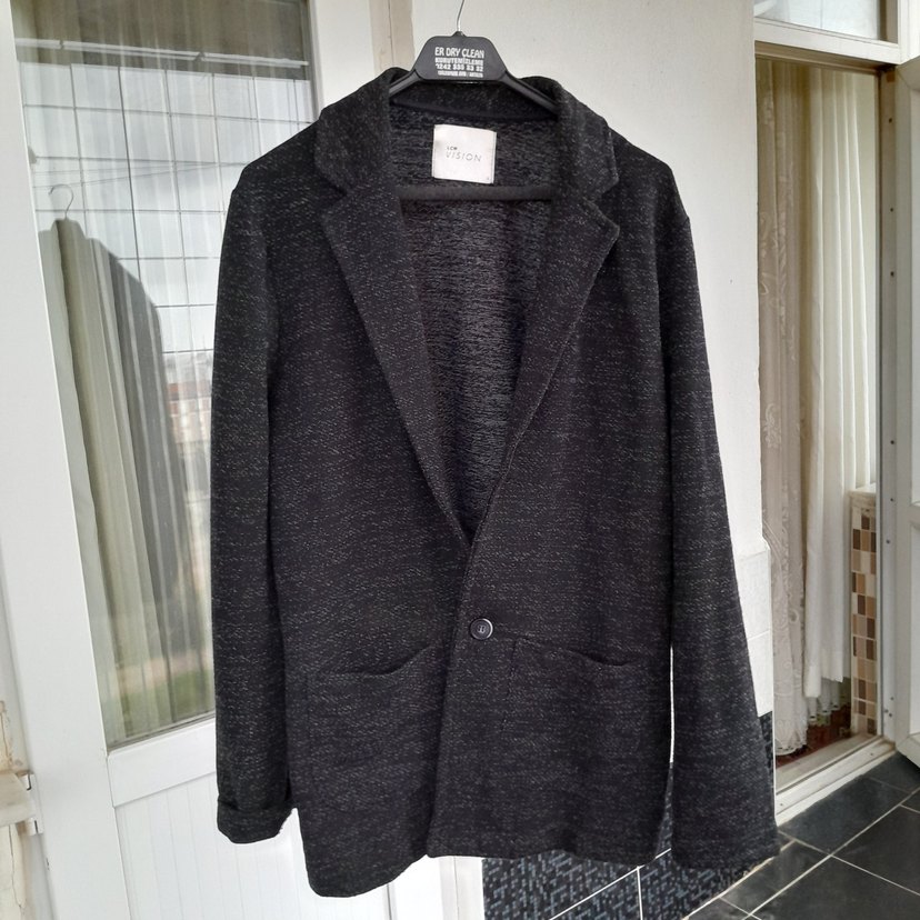 Gri Düğmeli Erkek Keten Ceket - Görsel 2