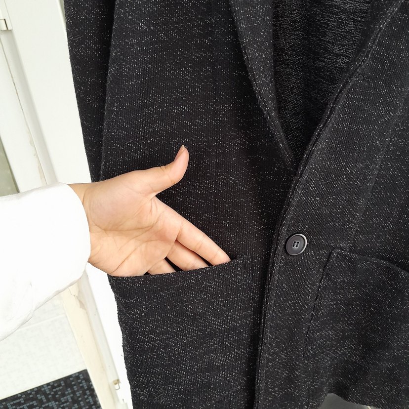 Gri Düğmeli Erkek Keten Ceket - Görsel 3