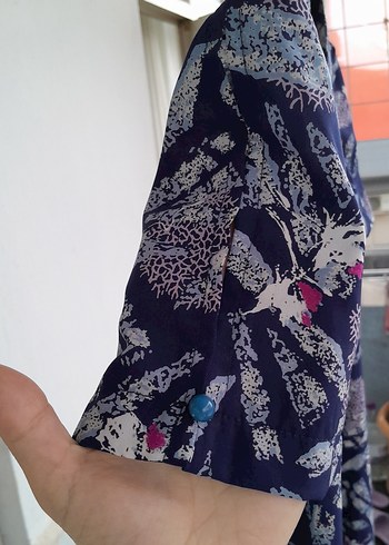 Bohem V Yaka Midi Elbise - Görsel 4