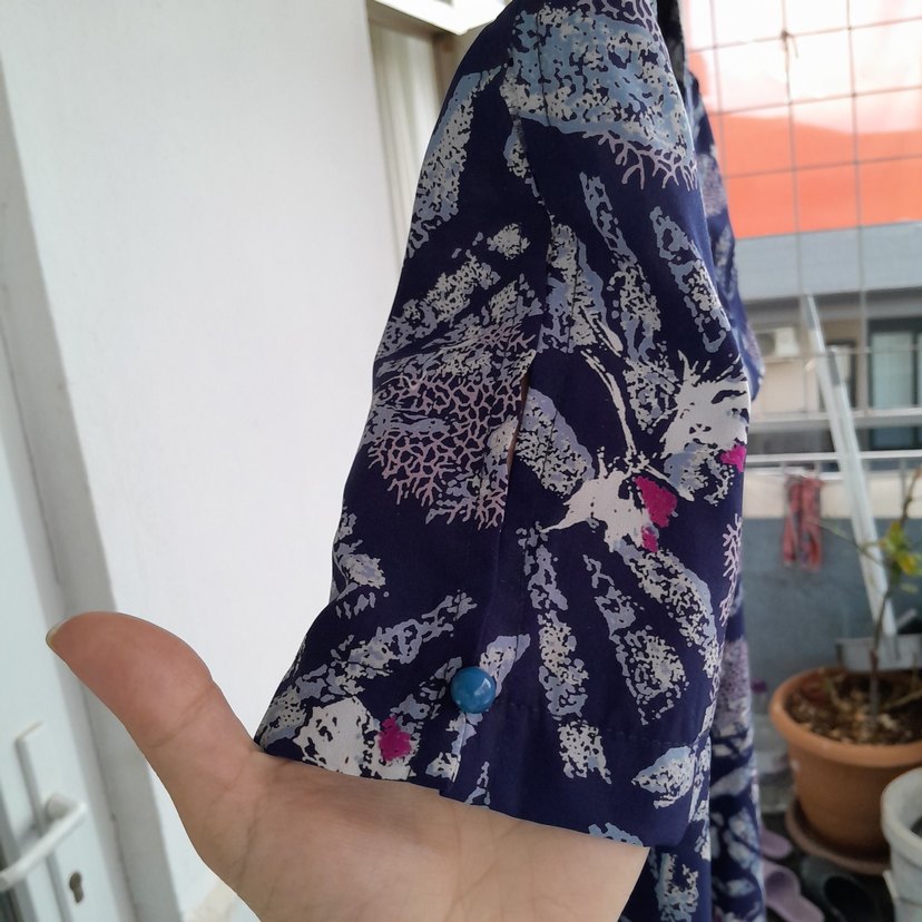 Bohem V Yaka Midi Elbise - Görsel 4