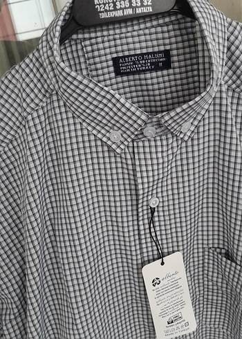 Gri Erkek Kısa Kollu Pamuklu Gömlek - Görsel 2