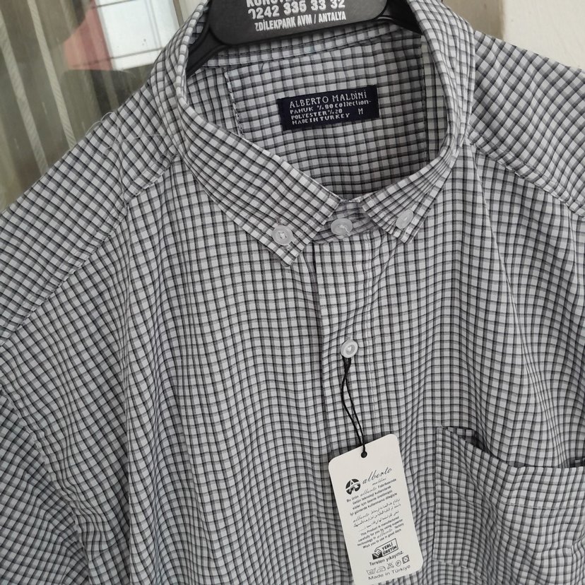 Gri Erkek Kısa Kollu Pamuklu Gömlek - Görsel 2