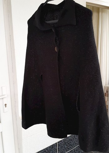 Düğmeli Siyah Hamile Pelerini - Görsel 2