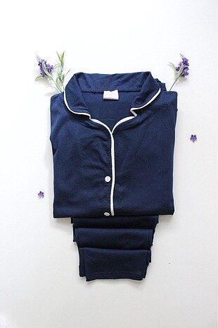Yüzde yüz Pamuk Lacivert Pijama Takımı