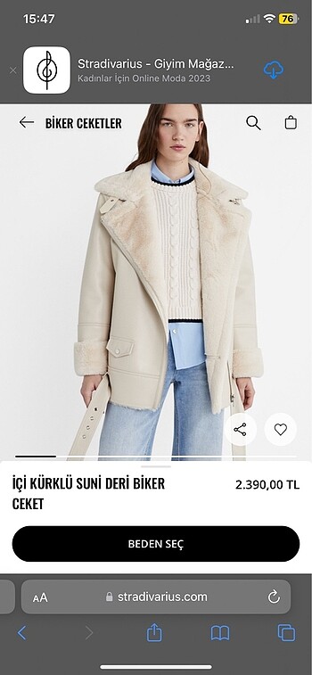 s Beden beyaz Renk Stradivarius biker ceket