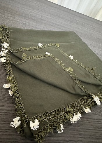 Dantel Detaylı Haki Bohem Kadın Fuları - Görsel 2