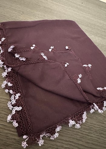 Kahverengi Dantel Detaylı Kadın Şal - Görsel 2